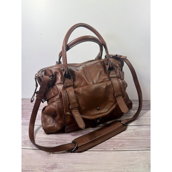 Kooba Leather Women's Handbag with Gun Metal Embellishments Kooba Kendal Brown - Picture 3 of 16